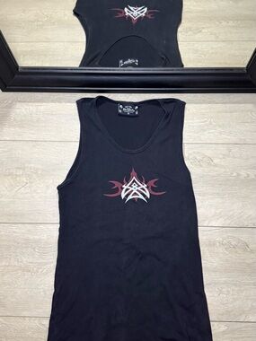 New Y2K 2000s Dragonfly Tribal Logo Black Tank Top Shirt